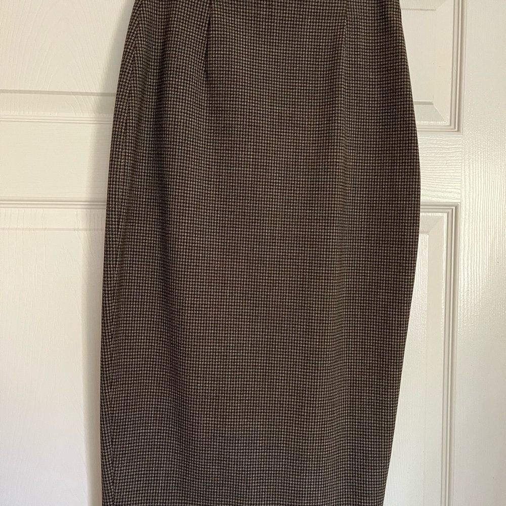 Susie Tompkins esprit de corp Brown Houndstooth Pencil Skirt